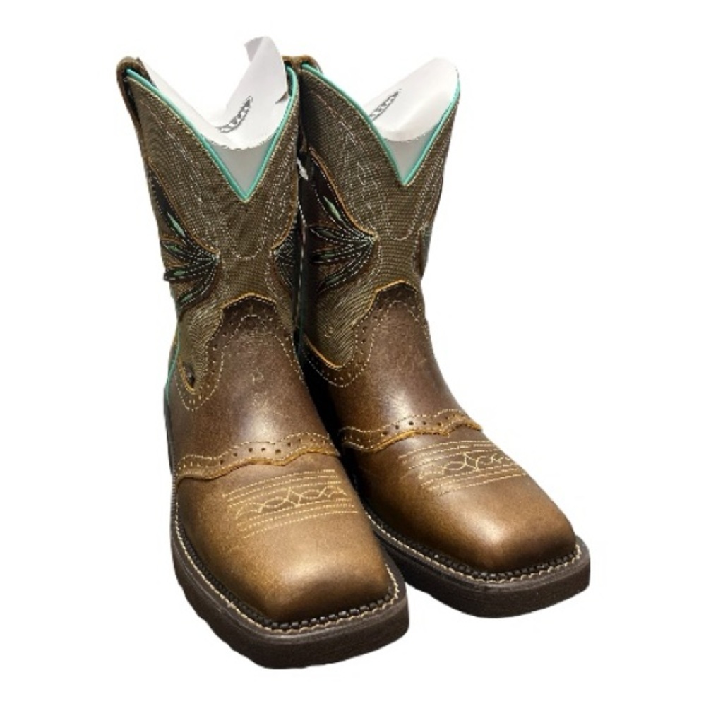 Justin Women’s Cowboy/Cowgirl Boots Brown/tan/turquoise Embroidered GY9536 10B